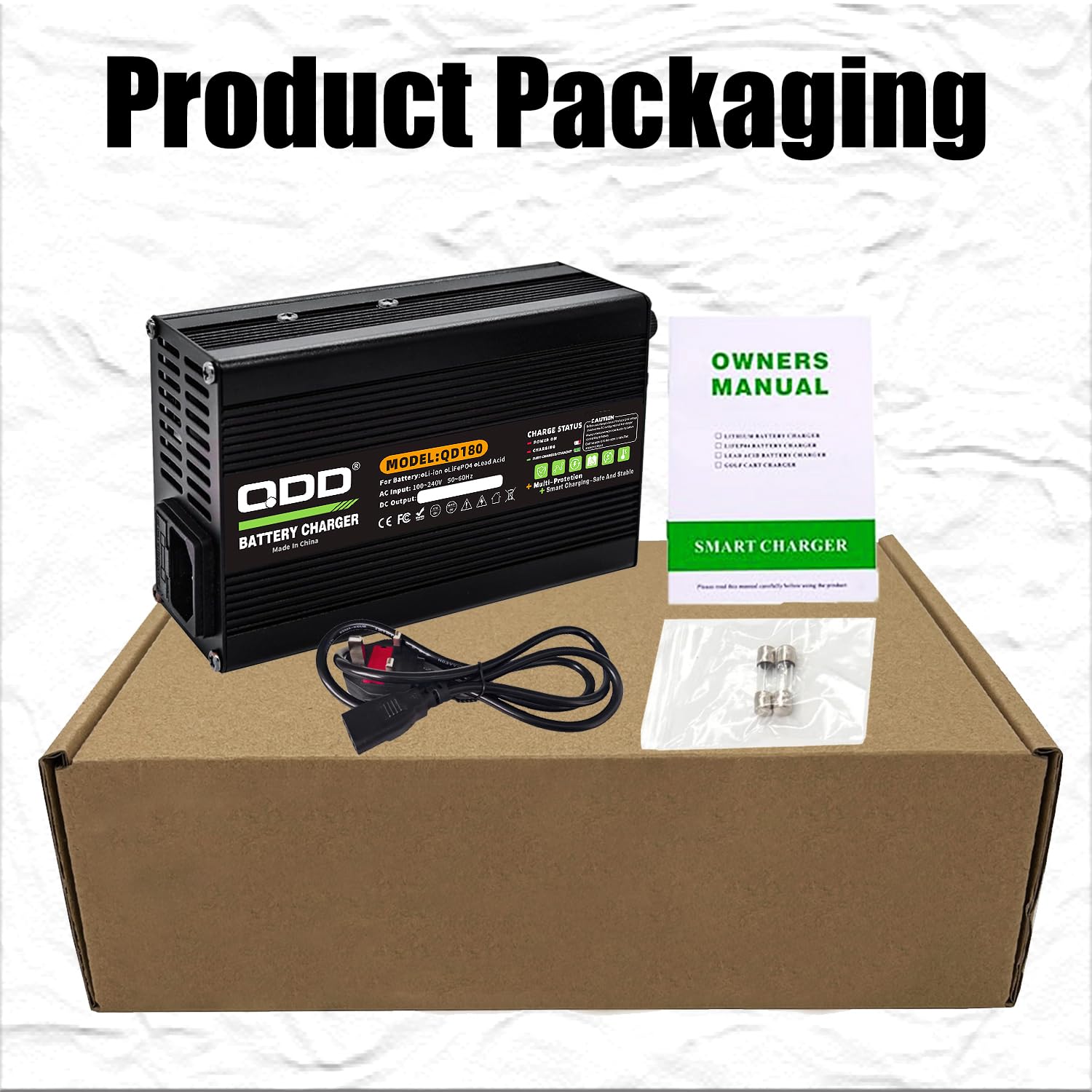 QDD Cargador de batería de litio de 29,4 V 4 A para 7S 24 V 25,9 V con salida de ventilador de refrigeración con conector XLR de 3 pines