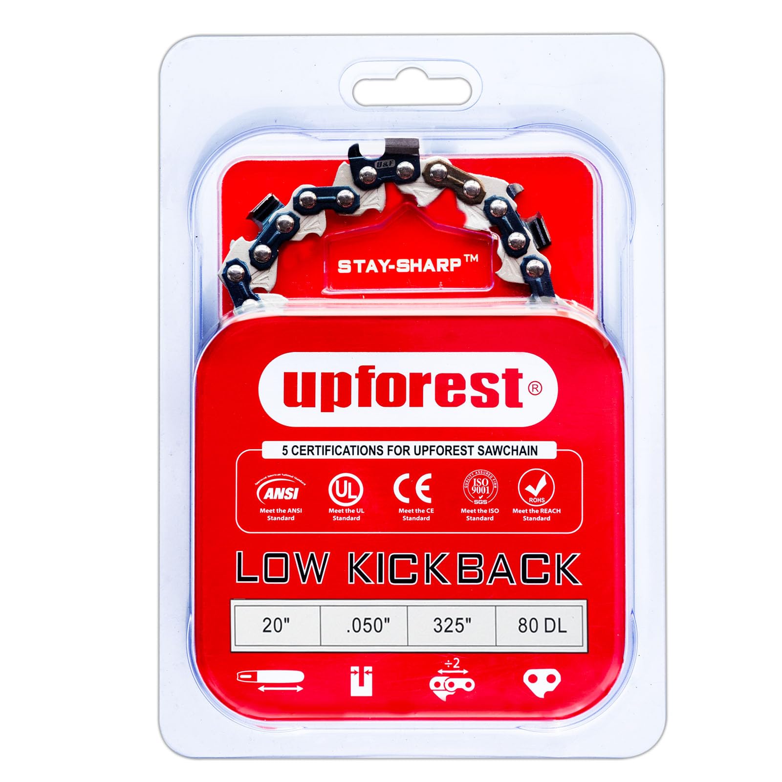 20 Inch Chainsaw Chain, 325" Pitch, 050'' Gauge,80 Drive Links SP33G Blade Fits Husqvarna 450, 450 Rancher, 550, 543XP (XPG), 545,stihl,Homelite,Craftsman,MAKITA EA5600F Low Kickback,Gray (20ELP80X1)