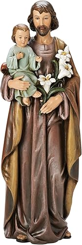Joseph's Studio by Roman - Figura de San José y el Niño Jesús, para colección renacentista a escala de 18 pulgadas, 18 pulgadas de alto, resina y