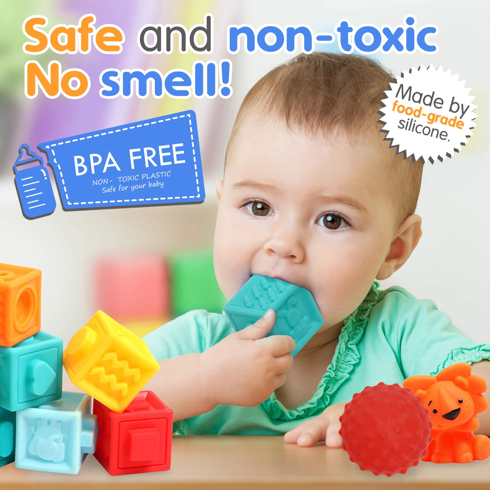 Early Sensory Play: Building Blocks For A Smart Baby's Future Buy 2022 Baby Building Blocks and Sensory Balls 20 Pack with Box