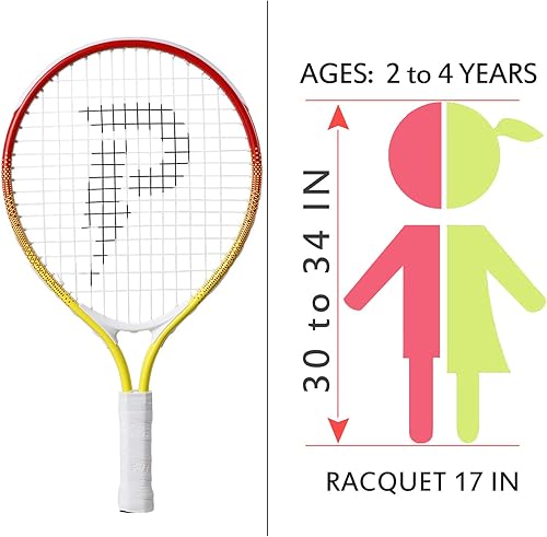 Miniatura 3 de PIKASEN Raqueta de tenis para niños de 17 pulgadas, el mejor kit de inicio para niños de 4 años en adelante con bolsa de correa para el hombro y