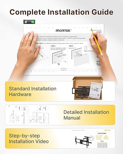 Miniatura 9 de monTEK Soporte de pared para TV de movimiento completo para televisores de 43 a 95 pulgadas, premontado y hasta 150 libras, soporte de montaje de TV