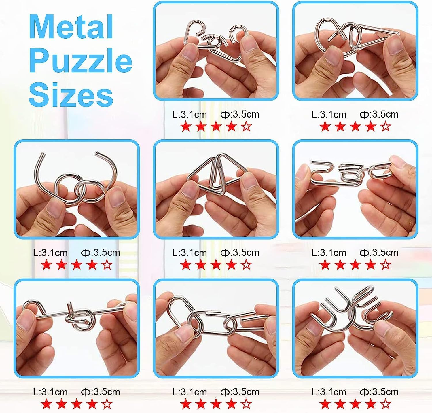 1 / zestaw zabawka edukacyjna wątek metalowa łamigłówka IQ test umysłu gra logiczna dla dorosłych i dzieci zabawek