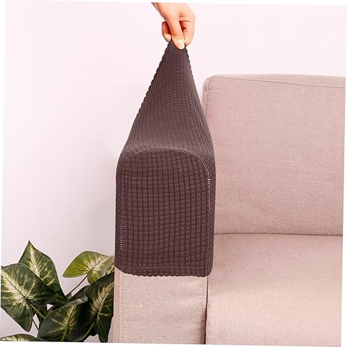 Miniatura 2 de NOLITOY Toalla para reposabrazos de sofá, 2 piezas, fundas elásticas, color café oscuro, fácil de limpiar, protector de reposabrazos para sofá