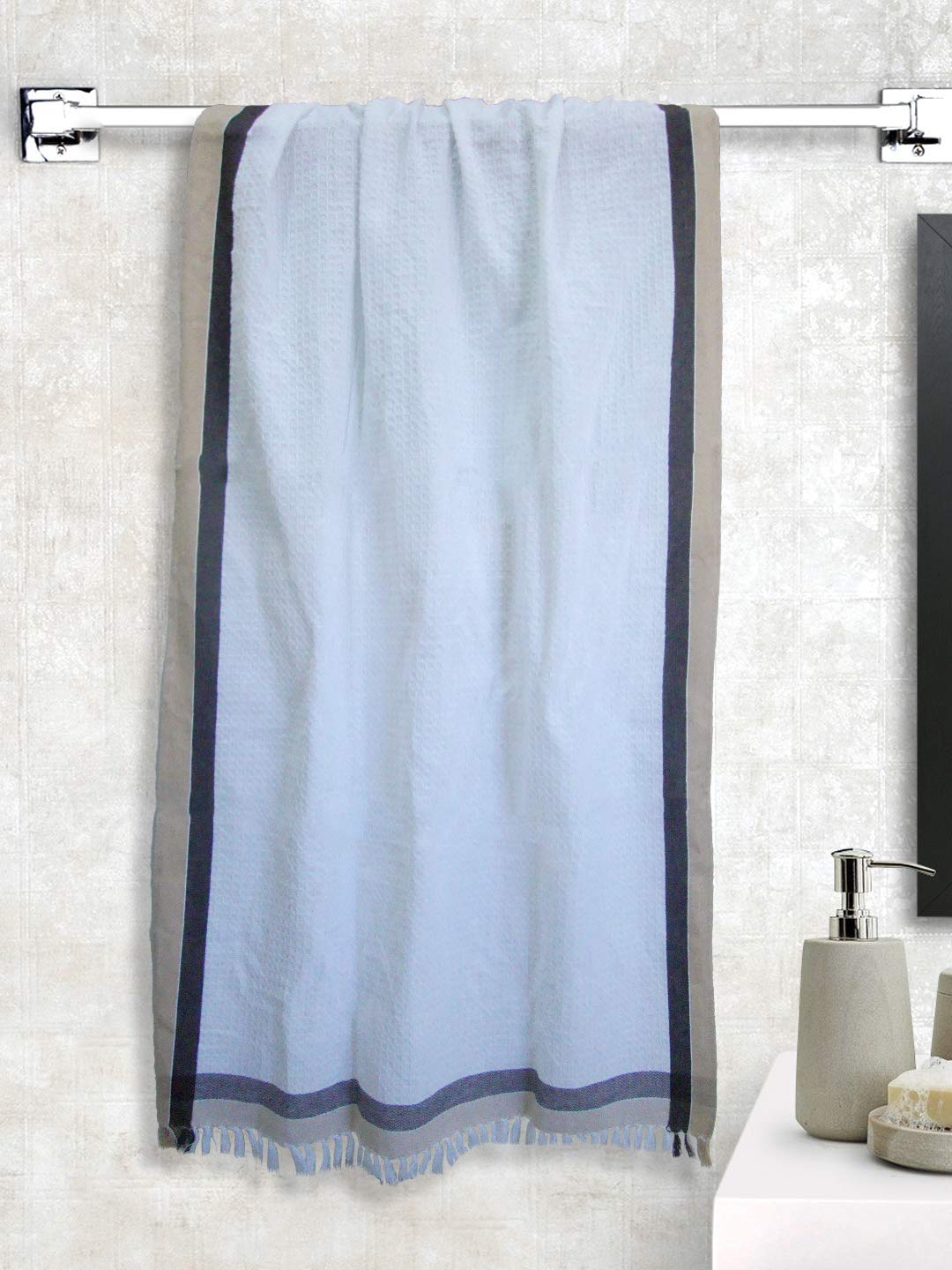 Athom Trendz Waffle Border 210 GSM Cotton Bath Towel - Multicolour