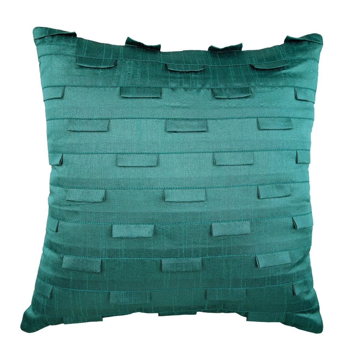 The HomeCentric Teal Shams, Pintucks Textured Cushion Shams, 60x60 cm (24x24 inch) Shams, Square Silk Cushion Shams, Solid Modern Cushion Shams, Solid Color Pillow Shams - Sophistication — image 1