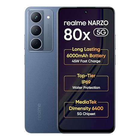 realme NARZO 80x 5G (Midnight Blue, 6GB+128GB) | Dimensity 6400 5...