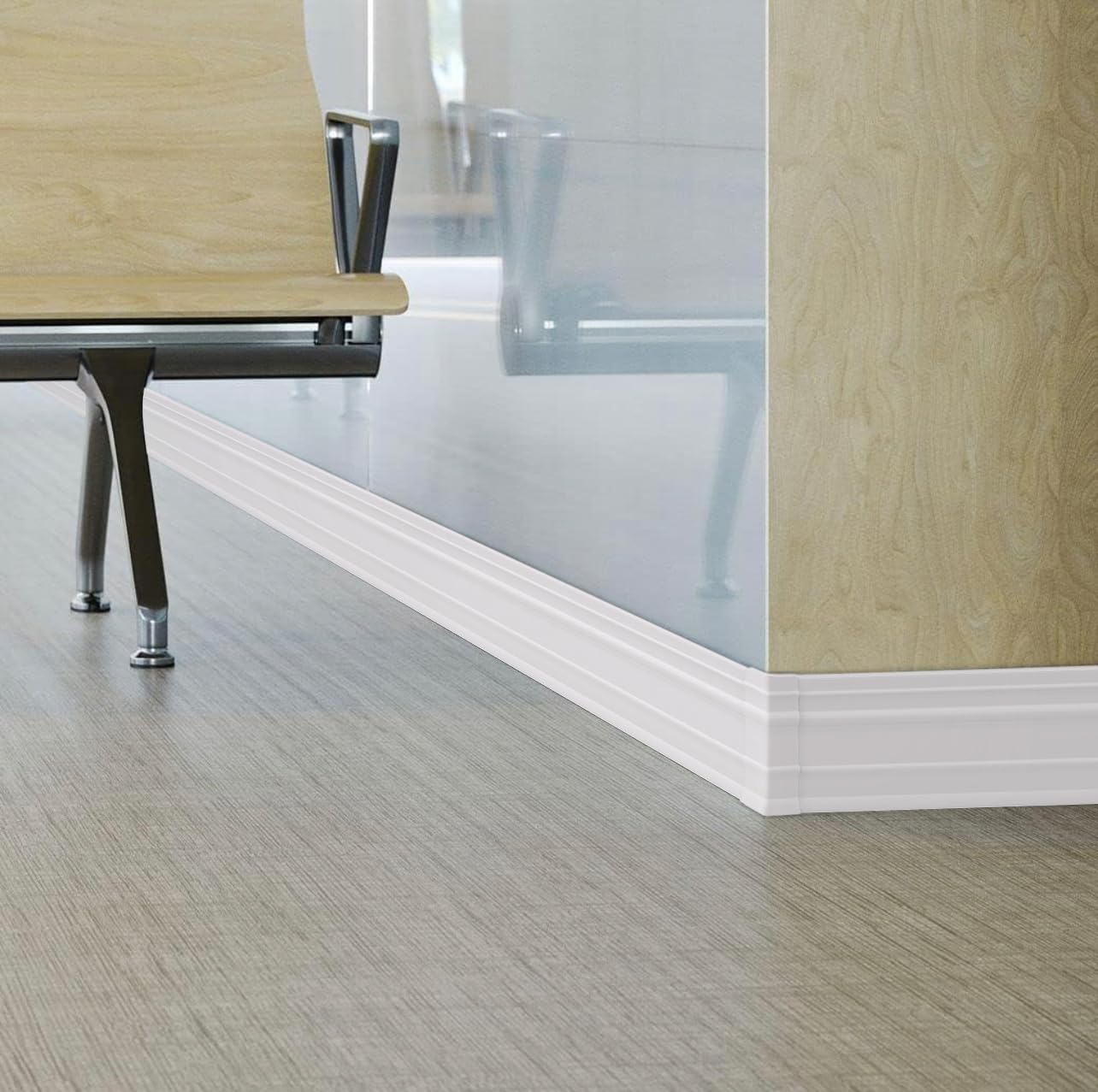 PRO FLEX White Vinyl Wall Base Decor, 6 Inch X 20 Ft Trim With Super Strong Peel and Stick Adhesive Back - Flexible Self Stick Vinyl Floor Base - Easy Install