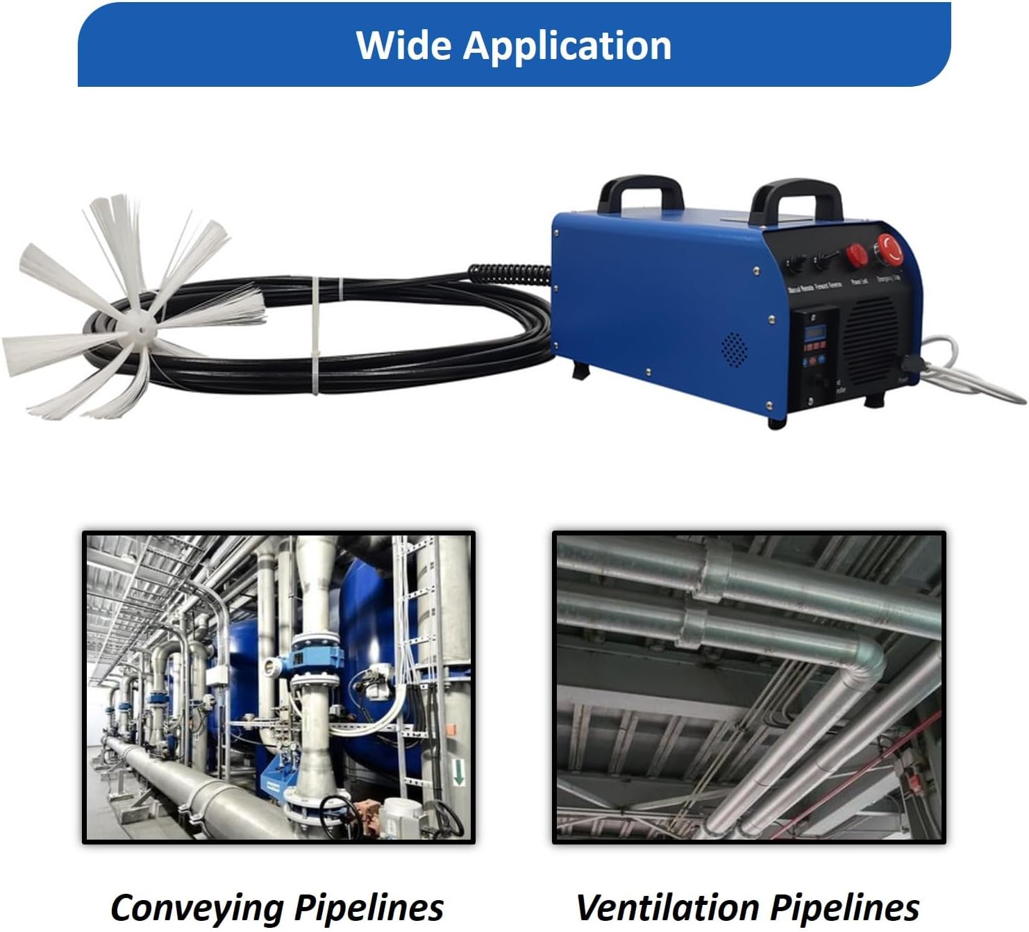 INTSUPERMAI Portable Air Duct Cleaner Machine 220V/110V, Rotary Brush Pipeline Cleaning Machine, 550W HVAC Duct Cleaning System 15M/49.2FT Flexible Shaft & 4 Brushes for 1.97-39.37 Inch Pipes