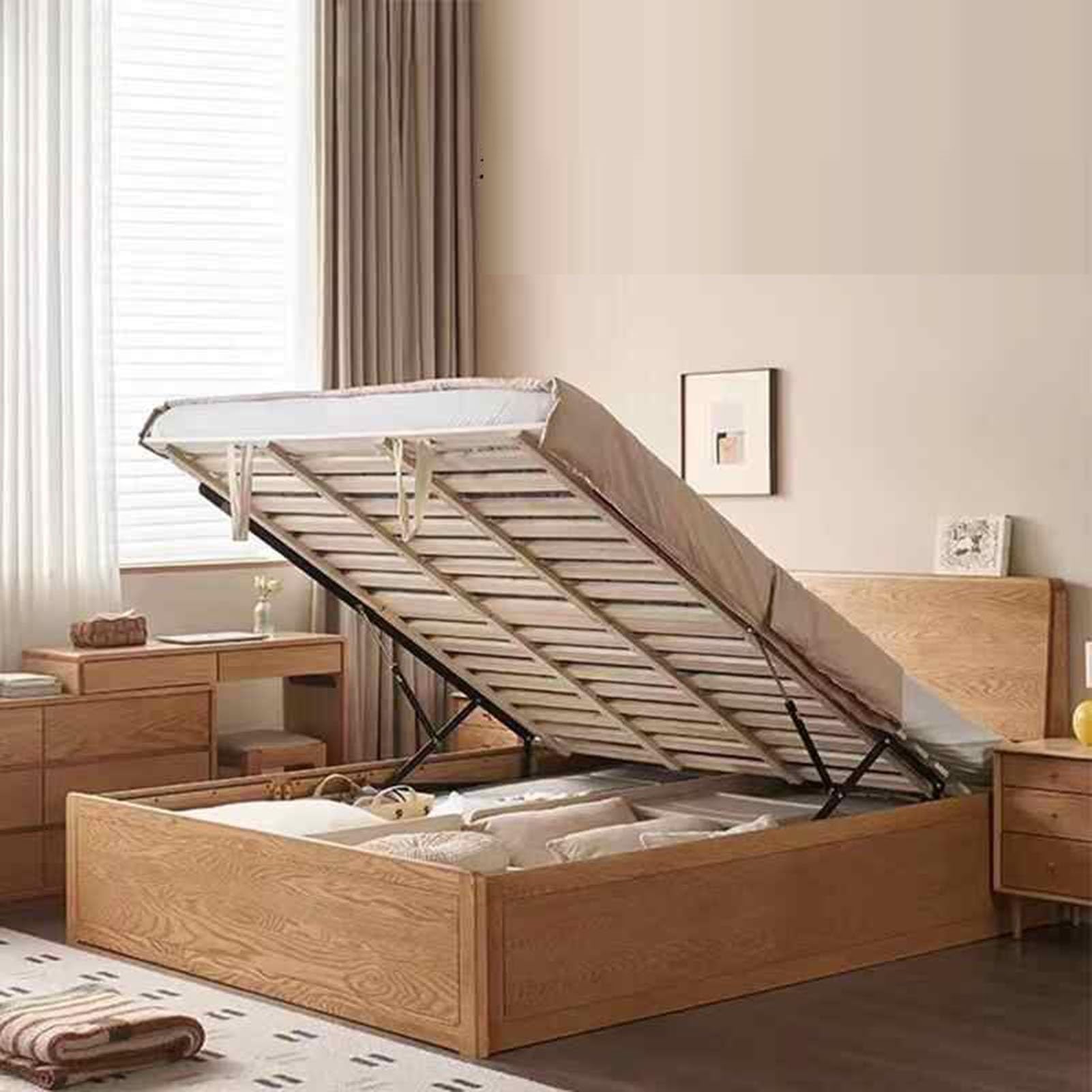 Mecanismo De Elevación Cama For Trabajo Pesado,Varilla Soporte Hidráulica For Tablero,Capacidad Carga 60-90 Kg,Diseño Bisagra Resorte Plegable,para Proyecto Ahorro Espacio(White,80cm/31.5inch)