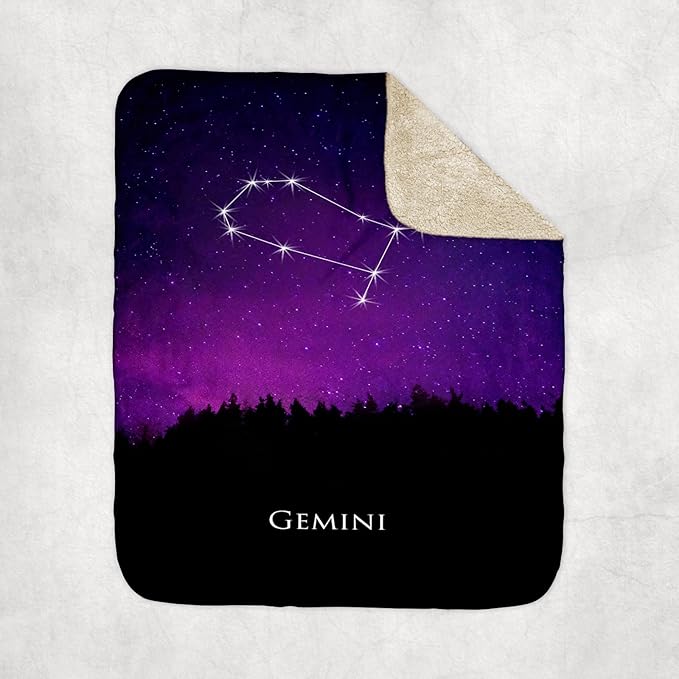 3dRose Gemini Constellation Night Sky Astrology Symbol Zodiac Horoscope Sign Sherpa Lined Blanket