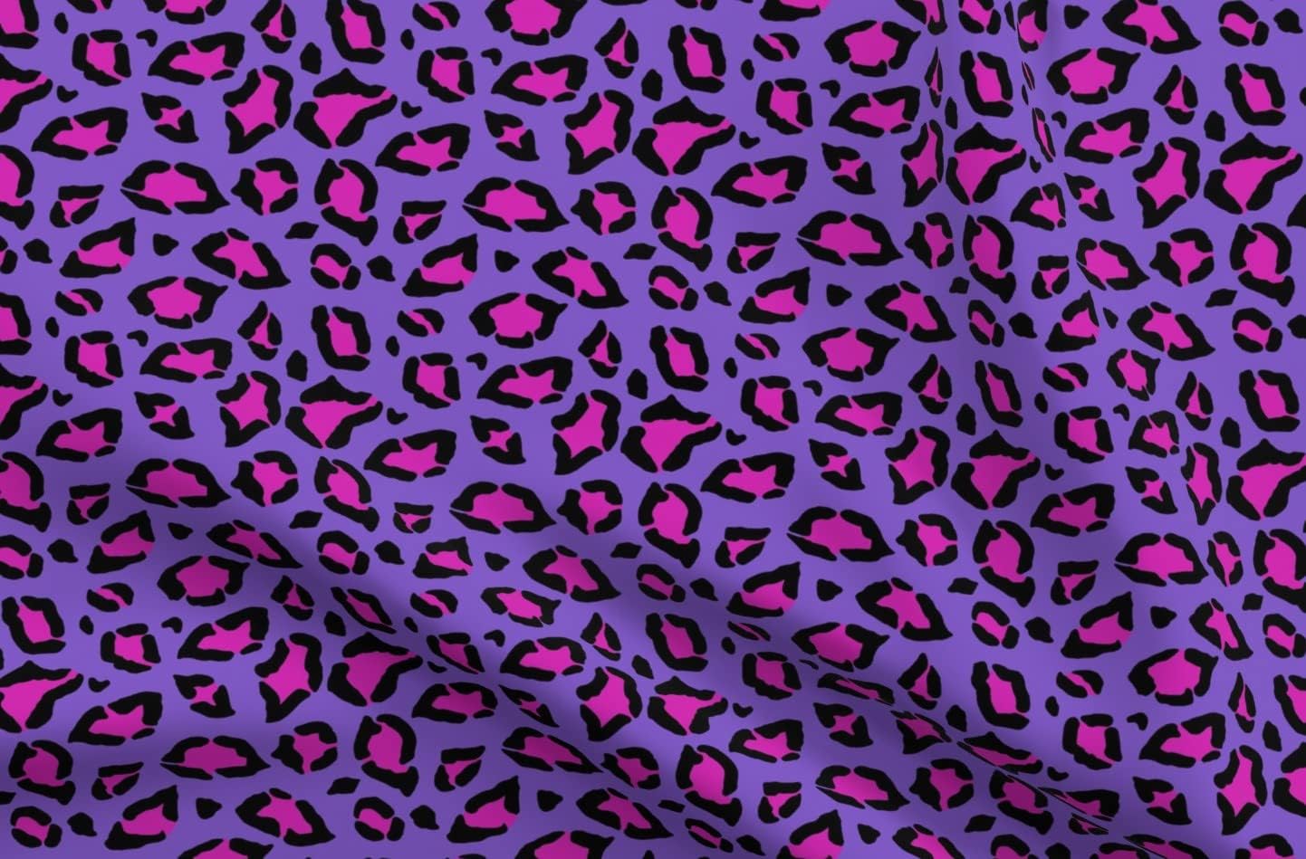 Spoonflower Fabric - Leopard Print Hot Pink Purple Printed on Upholstery Velvet Fabric by The Yard - Upholstery Home Decor Bottomweight Apparel