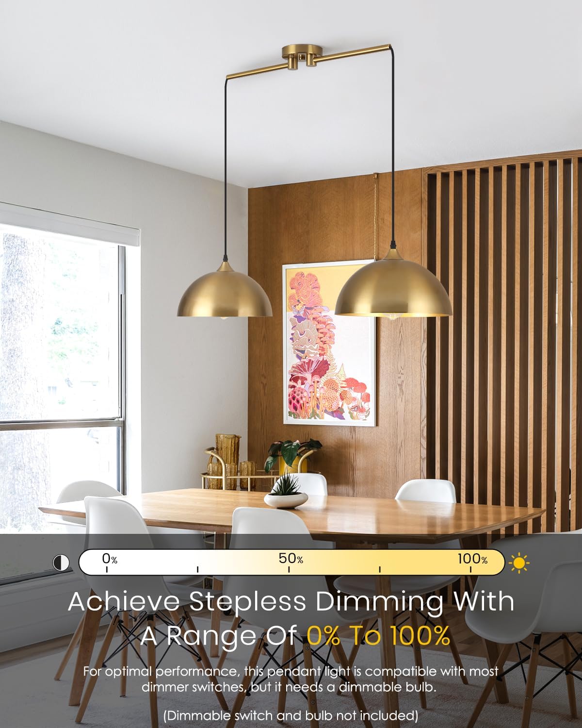 Gold Pendant Lights Kitchen Island 2-Light, Gold Dome Pendant Light, Modern Dining Room Light Fixture, Island Pendant Lights for Kitchen, Dining Room, Bar, Cafe