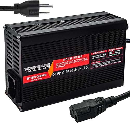 WAOUKS 84V 3A Charger 84V Li-ion Battery Charger DC C13 Connector Used for 20S 72V 74V Lithium Battery Battery Black Aluminum Case with Cooling Fan