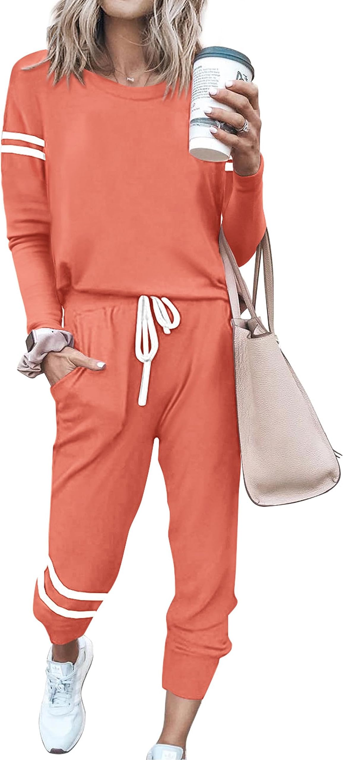 2026 Lounge Sets for Women Spring 2 Piece Outfits Tracksuit Jogger Set Long Sleeve Tops and Long Pants with Pockets