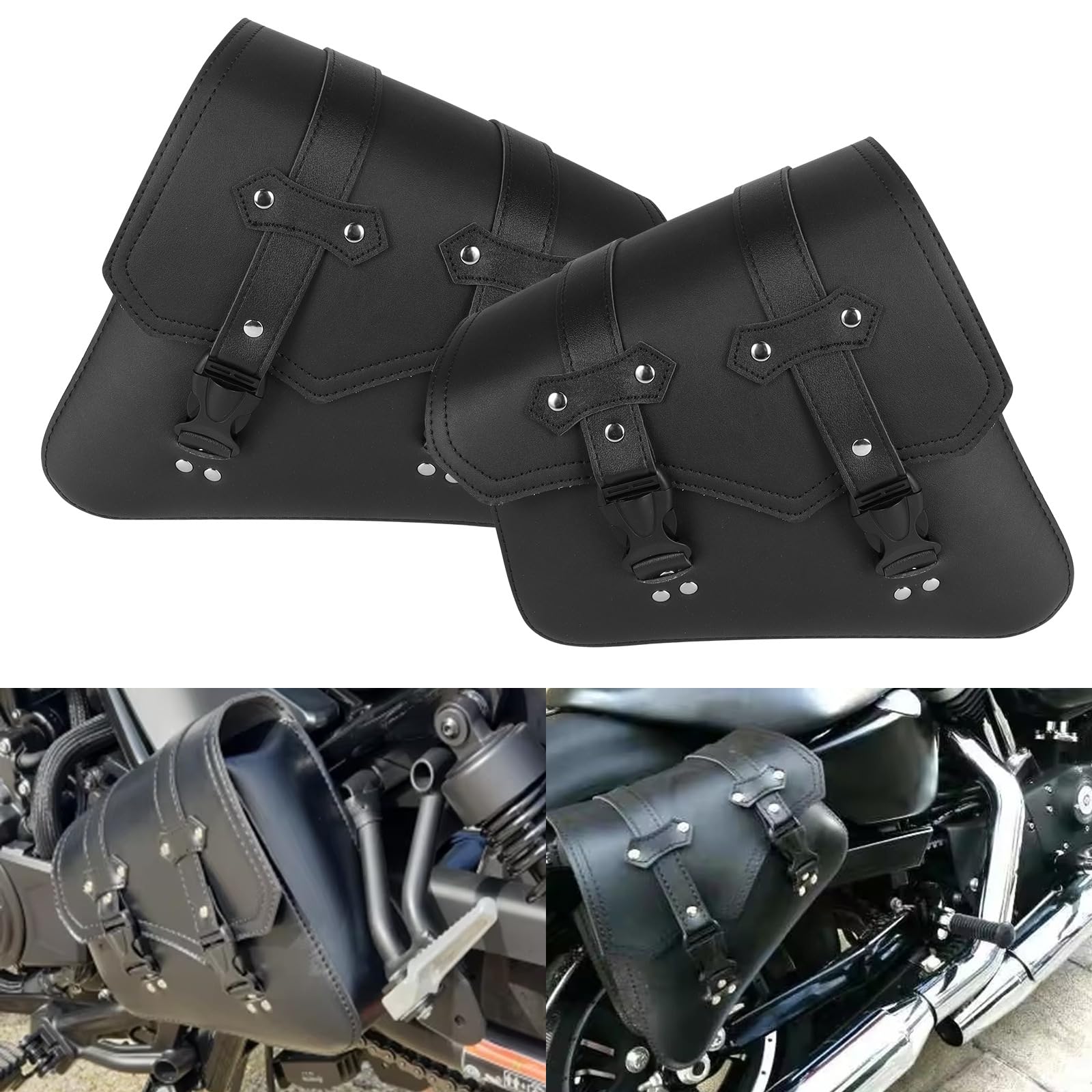 Vintage-Motorrad-Satteltaschen, allgemeine Passform, PU-Leder, wasserdicht, große Kapazität, Seitentaschen, Upgrades für hinten links rechts