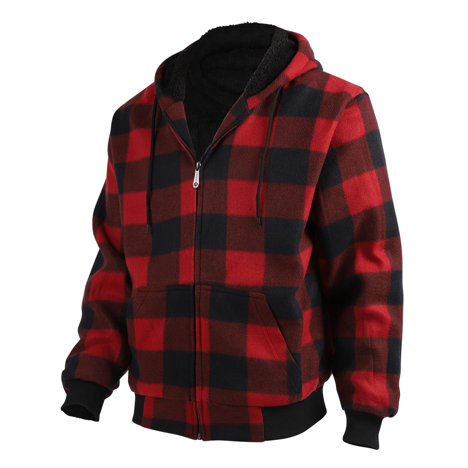 Facitisu Flannel Hoodies for Men Sherpa Lined Heavy Fleece Plaid Jacket Mens Coats Plus Size Big Tall