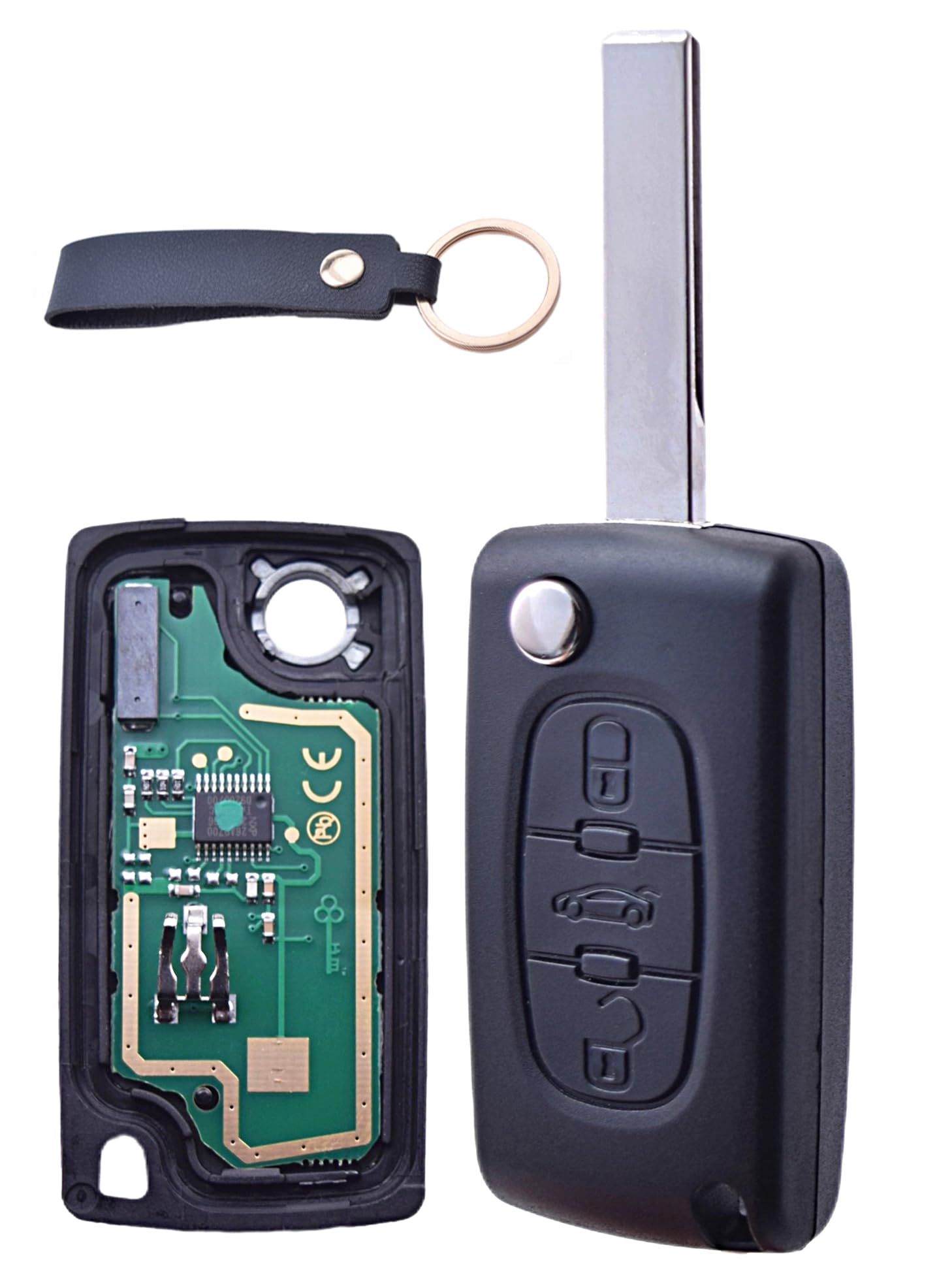 Clé Vierge ID46 Electronique à Programmer 3 Boutons Coffre CE0536 Lame HU83 Compatible avec Peugeot 207 207SW 208 307 307SW 308 407 408 Partner Expert Citroen C2 C3 C4 C5 C6 C8 Berlingo Jumpy