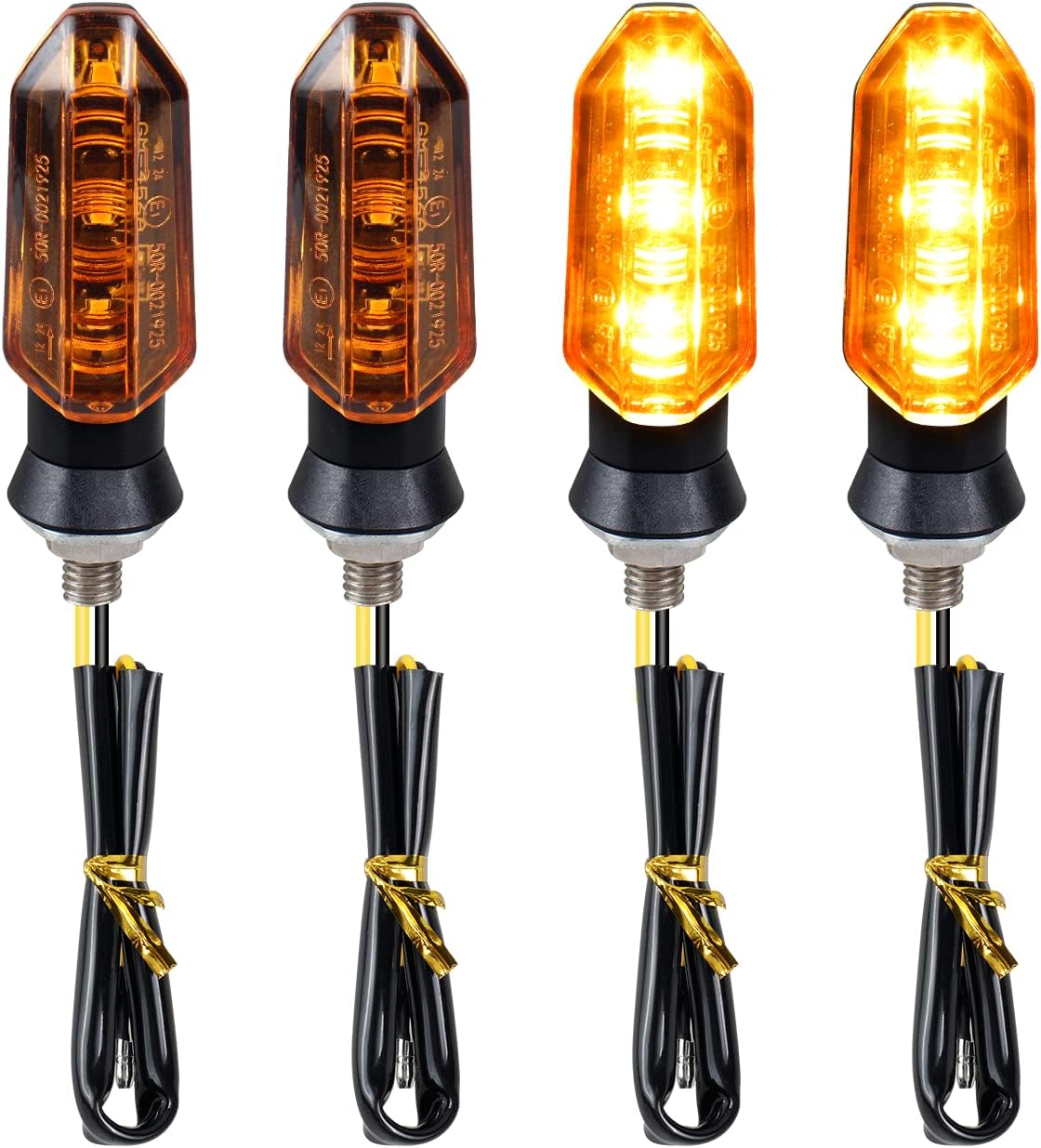 4PCS Universal Motorcycle Turn Signals, QUASCO Front Rear LED Turn