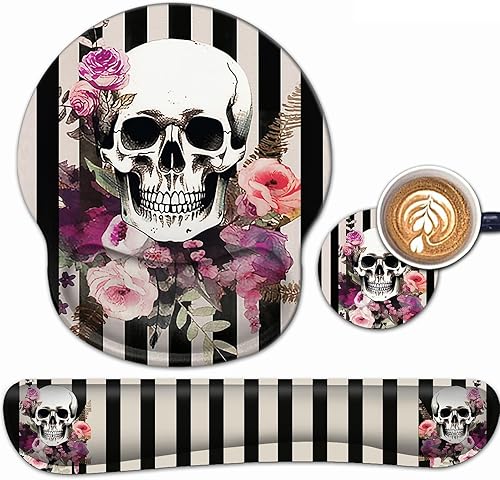 Miniatura 8 de Alfombrilla ergonómica para mouse para videojuegos, soporte de muñeca y teclado de espuma viscoelástica con base antideslizante para escritorio de