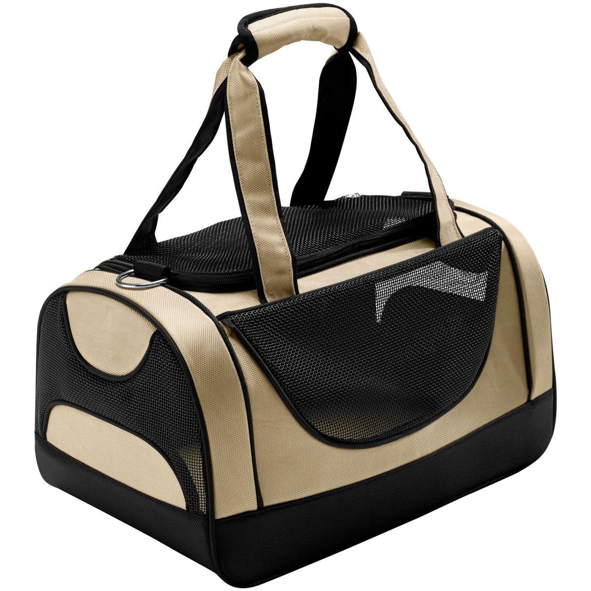 HUNTER Portland Tragetasche für kleine Hunde und Katzen, 40 x 25 x 25 cm, beige/schwarz