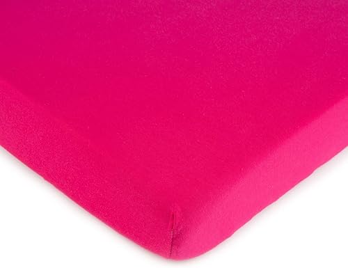 SheetWorld - Sábana bajera ajustable para bebé de 38 x 38 pulgadas, 100% algodón, hipoalergénica, unisex, para niño y niña, rosa intenso, fabricada