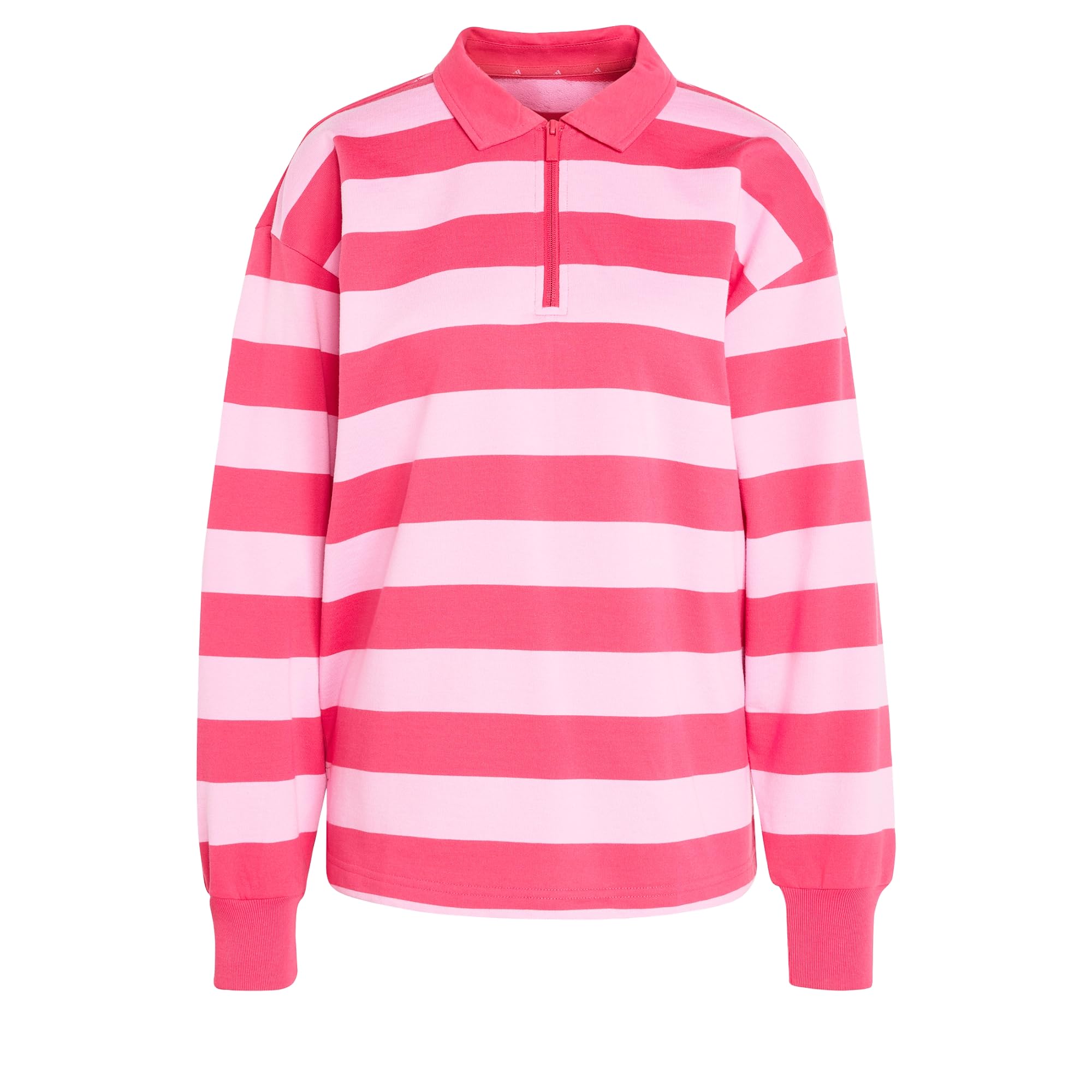 adidas Women's Essentials Contemporary French Terry Longsleeve Polo Shirt, Power Pink/st Tropic Bloom, S