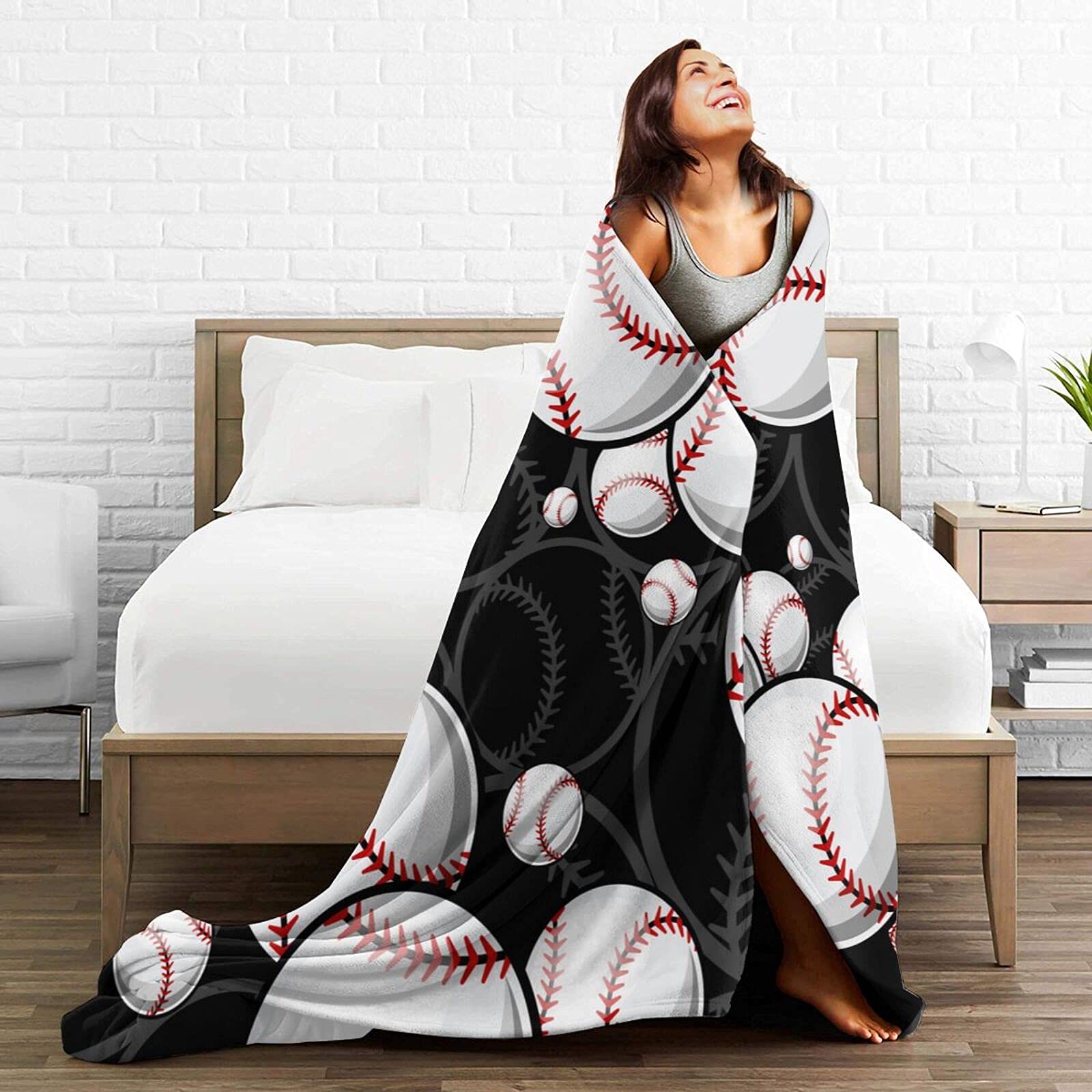 Softball-Decke, 203 X 152 Cm, Aus Weichem Flanell – Super Kuschelig Für Sofa, Bett & Outdoor