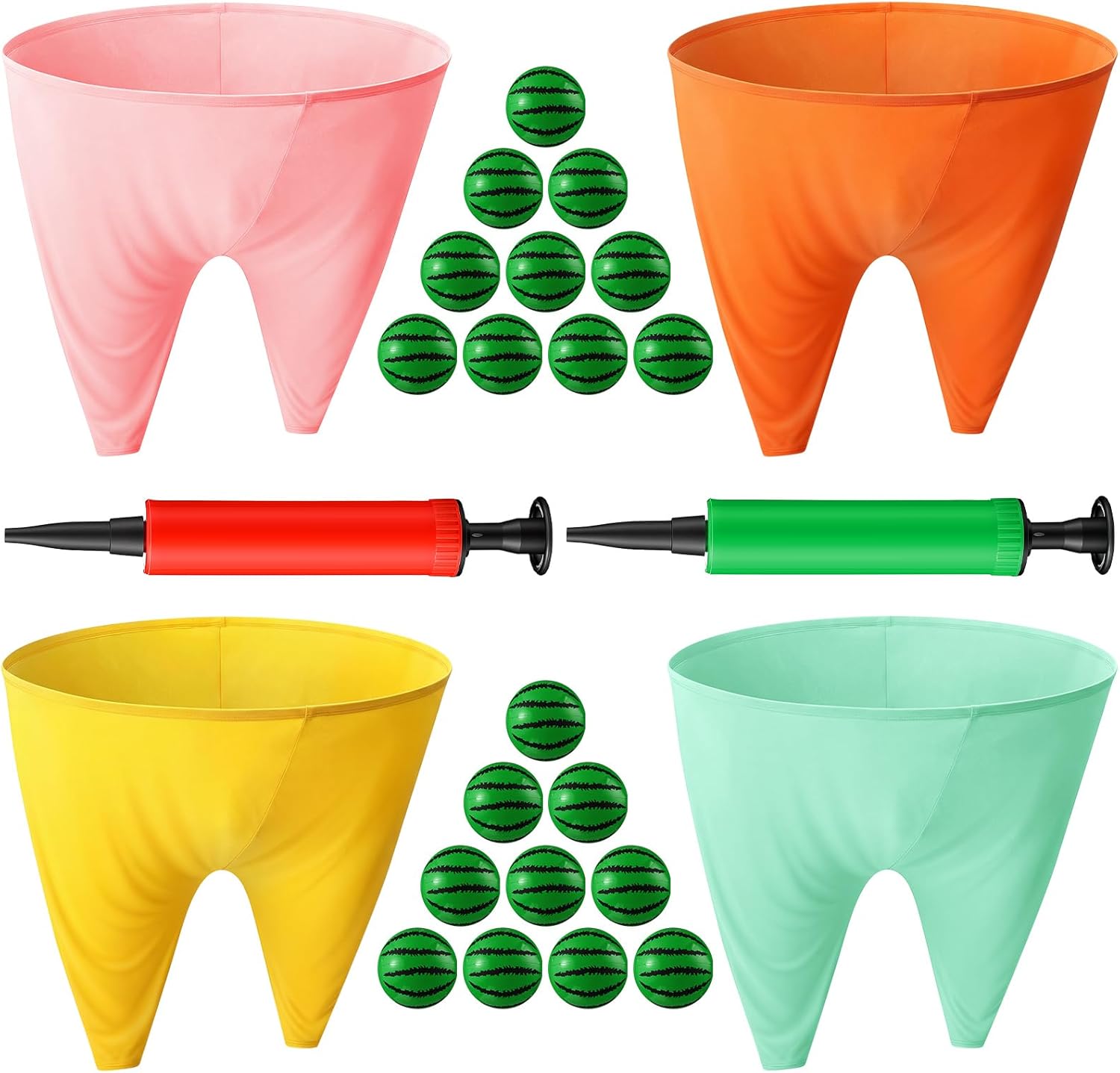 Leitee 4 Sets Granny Pants Yard Game Sets Giant Yard Games with Bouncy Balls and Pump for Family Party Games for Family Reunions & Group Activities