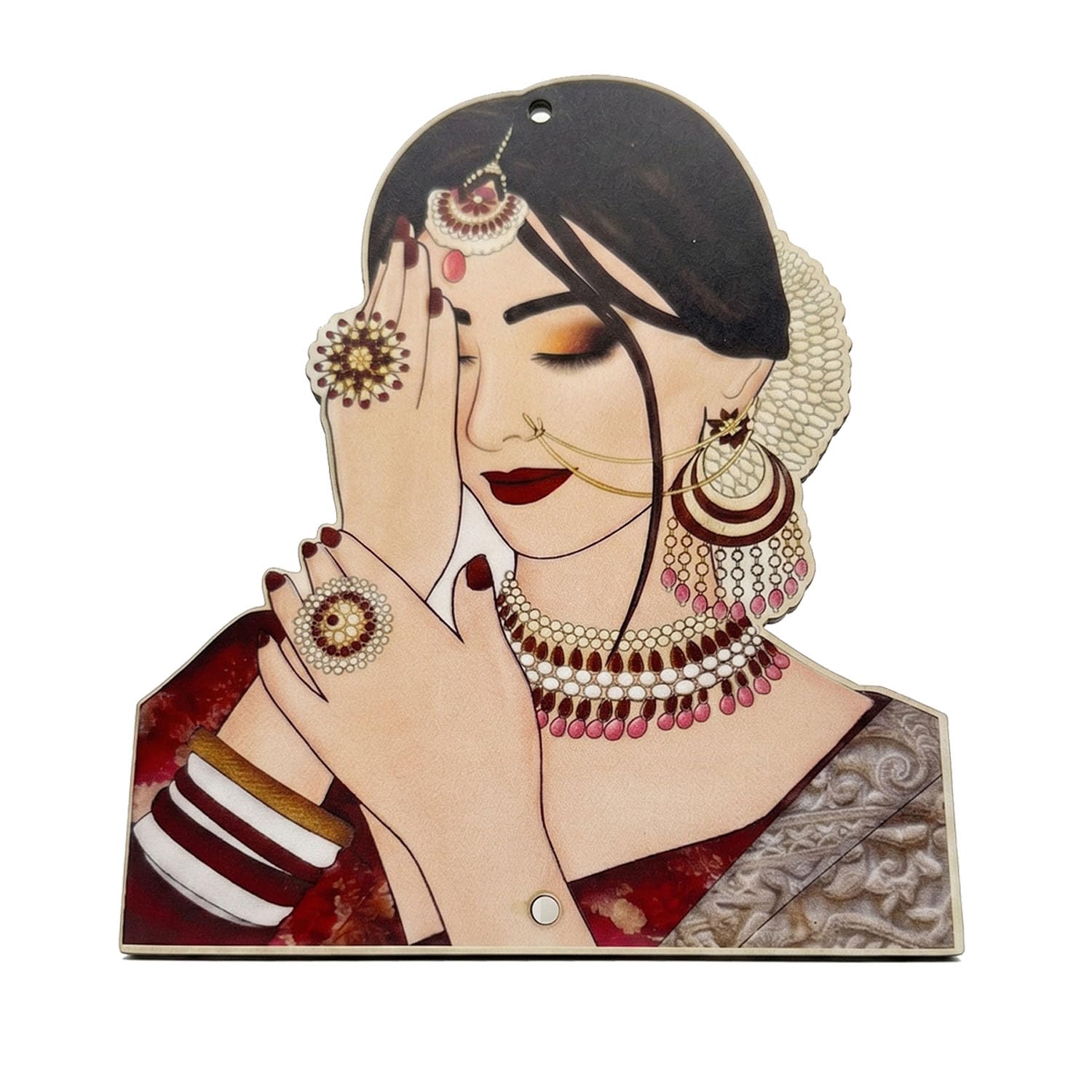 MDF Bride Cutout for Trousseau Packing & Wedding Hampers | Decorative Laser Cut Wooden Bride Shape for Bridal Gift Packing, Shagun Decoration & DIY Wedding Crafts Pack of 2-image-44