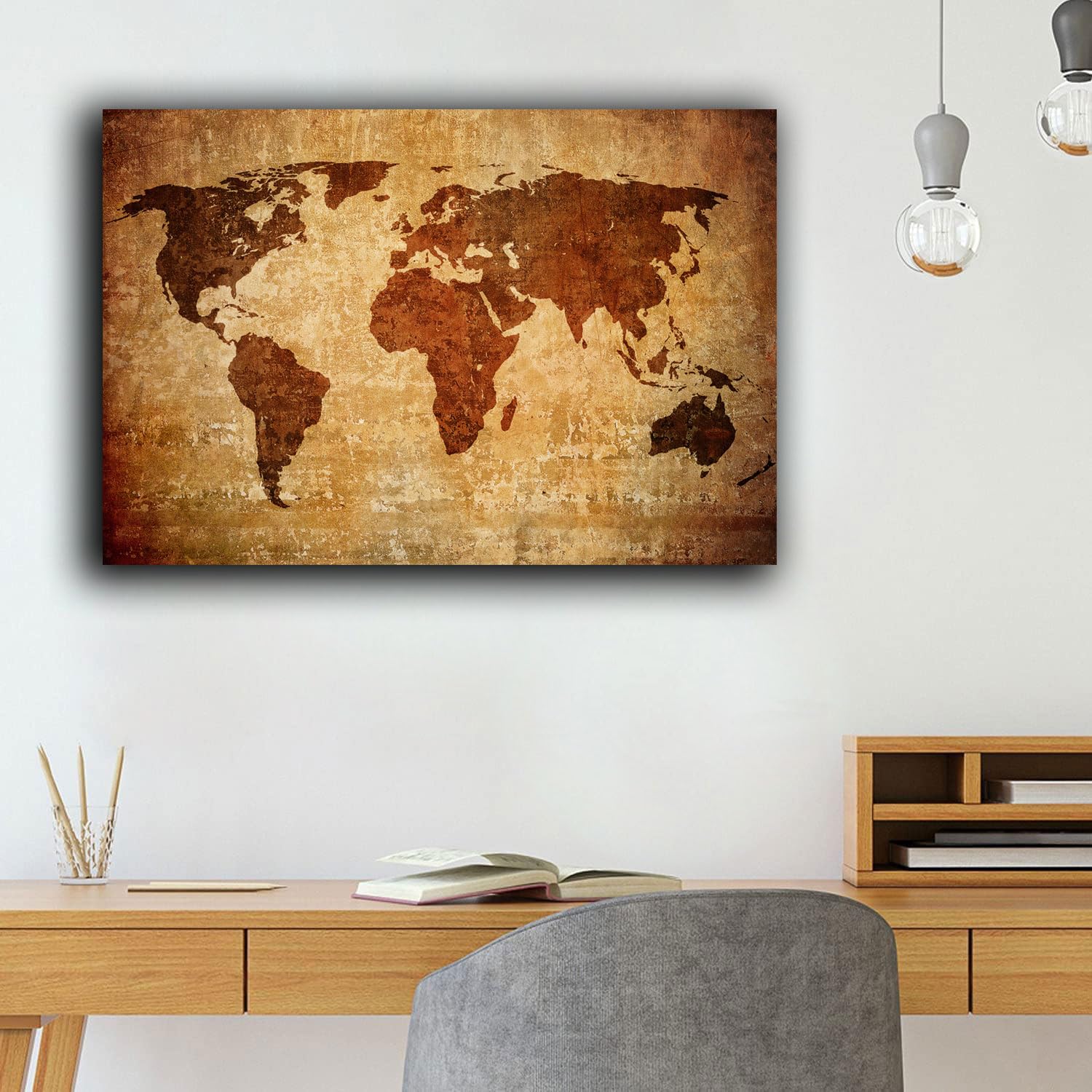 Printerland Quadro Moderno MAPPAMONDO Mappa Mondo Astratto Quadri moderni soggiorno da Parete XXL grande Stampa su tela Canvas Decorazione Murale muro Arredo Salone (6, 70x100 cm, Canvas intelaiato)