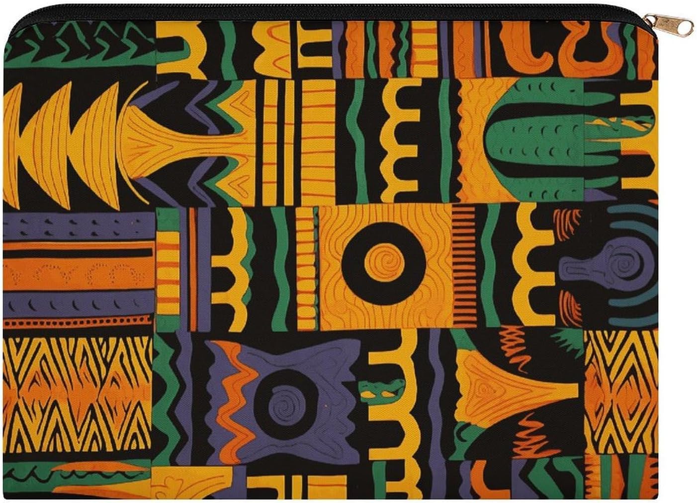 African Ethnic Pattern Makeup Bag for Travel, Large Capacity Toiletry Bag with Zipper, Leather Cosmetic Organizer Bag, Waterproof Cosmetic Storage Case with Hook, Makeup Case