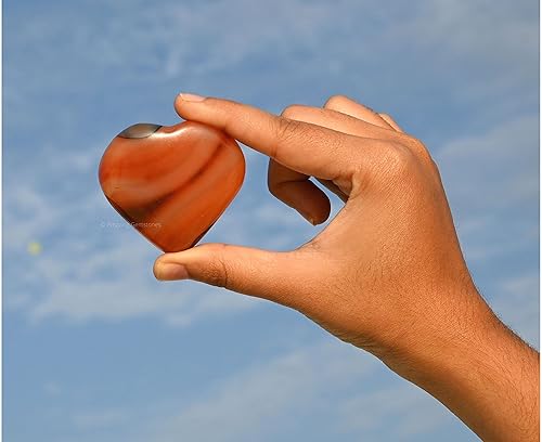 Miniatura 2 de Piedra de Palma de Corazón de Cristal de Cornalina - Piedra de Preocupación de Bolsillo para Masaje, Equilibrio Natural de Chakras del Cuerpo,