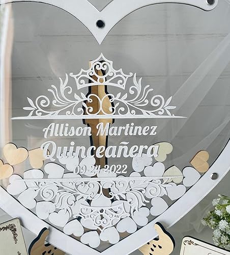 Vista 4 de Quinceañera Guest Book Alternative – Sweet 15 Drop Box Sign in – Personalized Quince Guest Book – Libro de Firmas para 15 Años – Keepsake