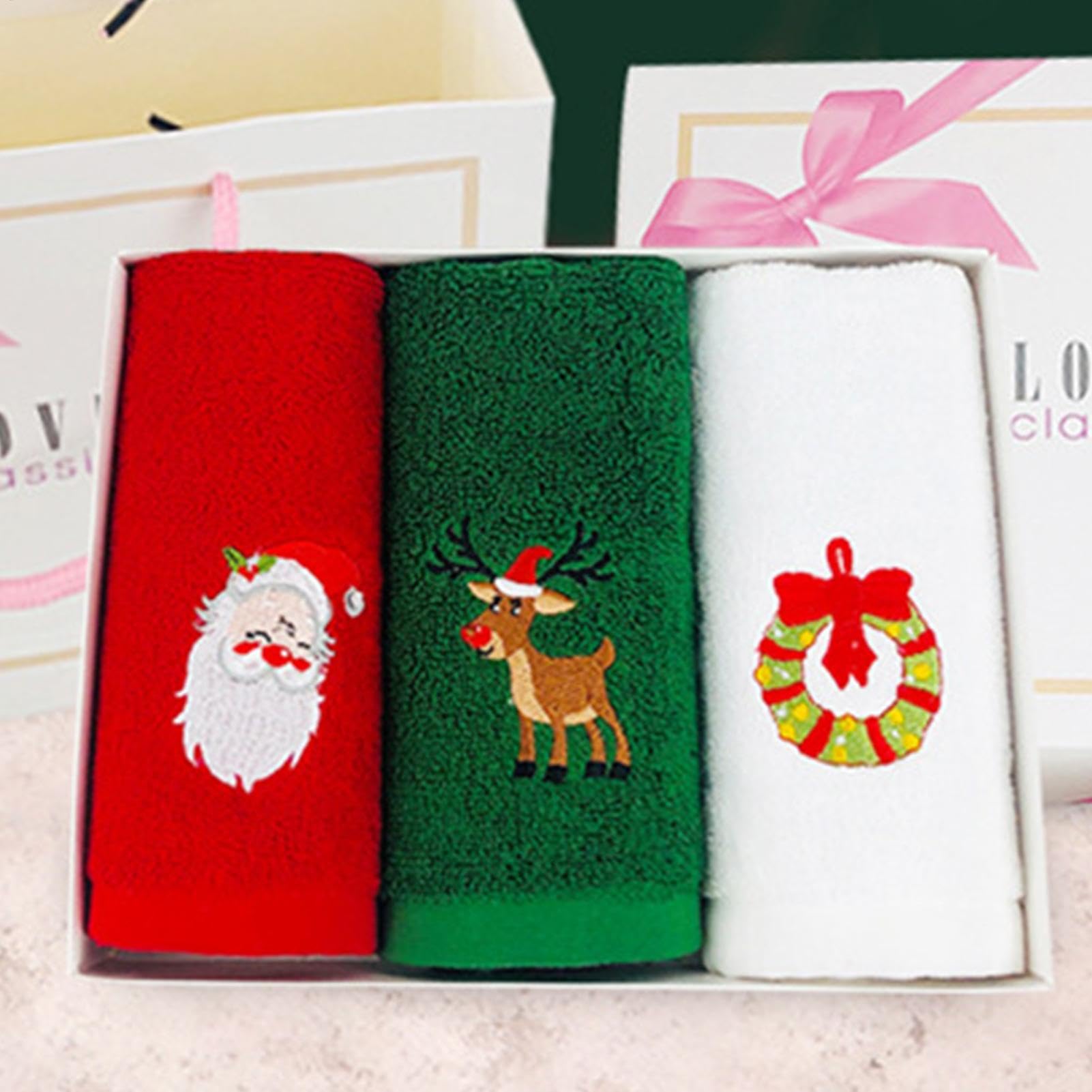 3 piezas toallas de mano de Navidad para baño toalla de baño absorbente linda de vacaciones toalla de mano de Navidad de algodón paños de cocina de Navidad paños de cocina toallas de lavabo 32x45 Cm