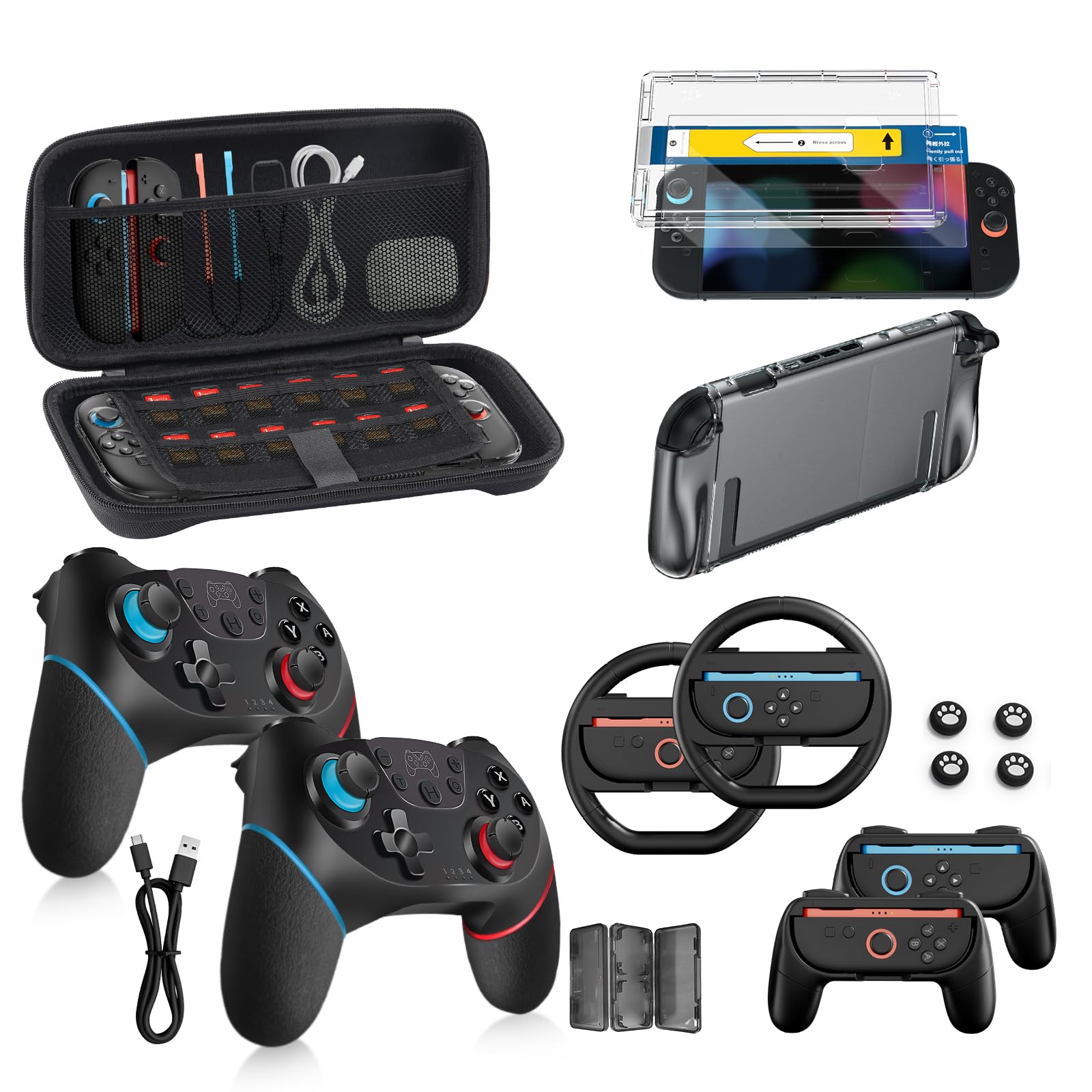 Switch プロコン　ケースセット Amazon.com: Pro Controllers Accessories Bundle for Nintendo Switch