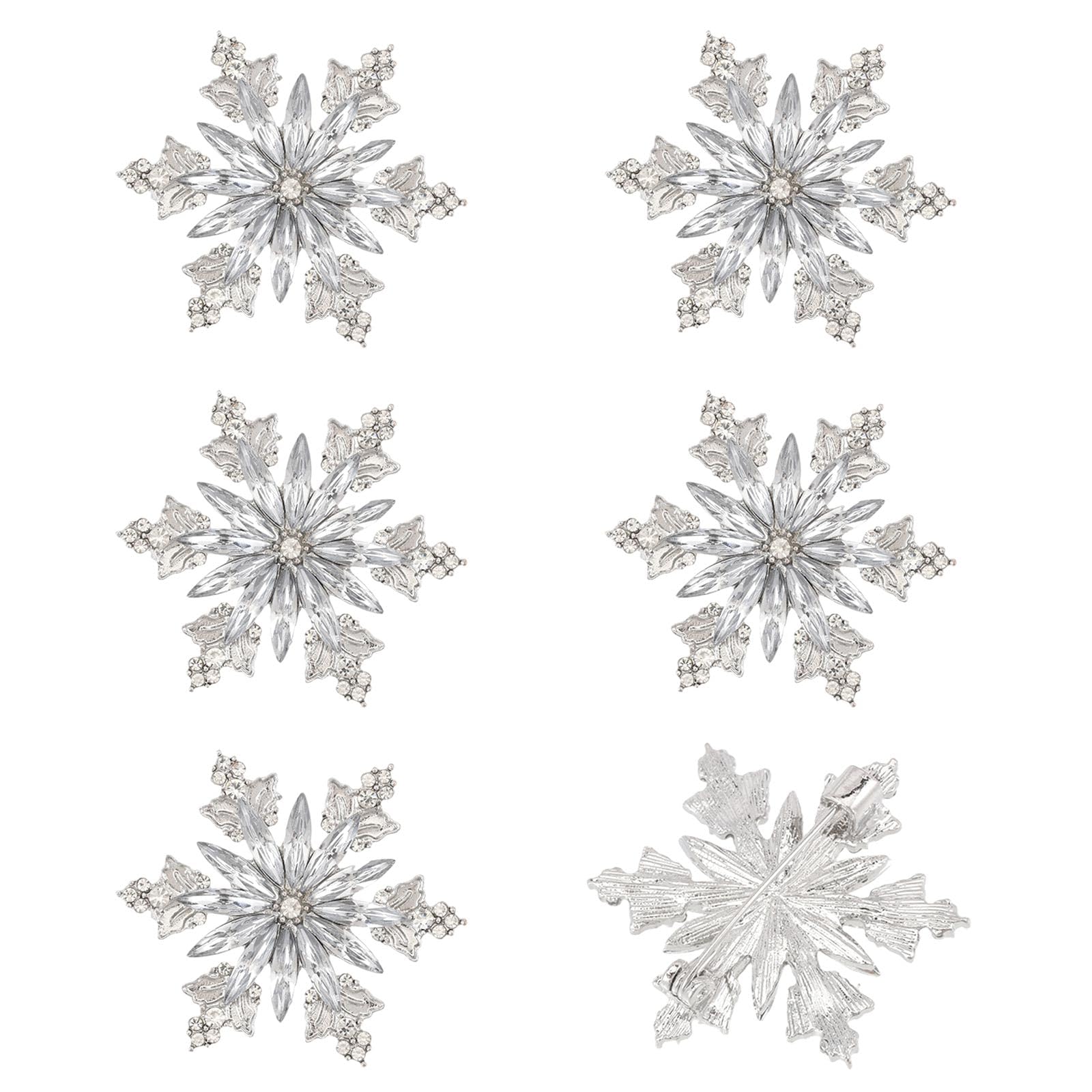 12 Pezzi Fiocco di Neve Spilla Spilla Fiocco di Neve Spilla Lega Spille Giacca Camicia Abito Colletto Accessori Per Zaino Abbigliamento Maglione Decorazione Giacca, Platino
