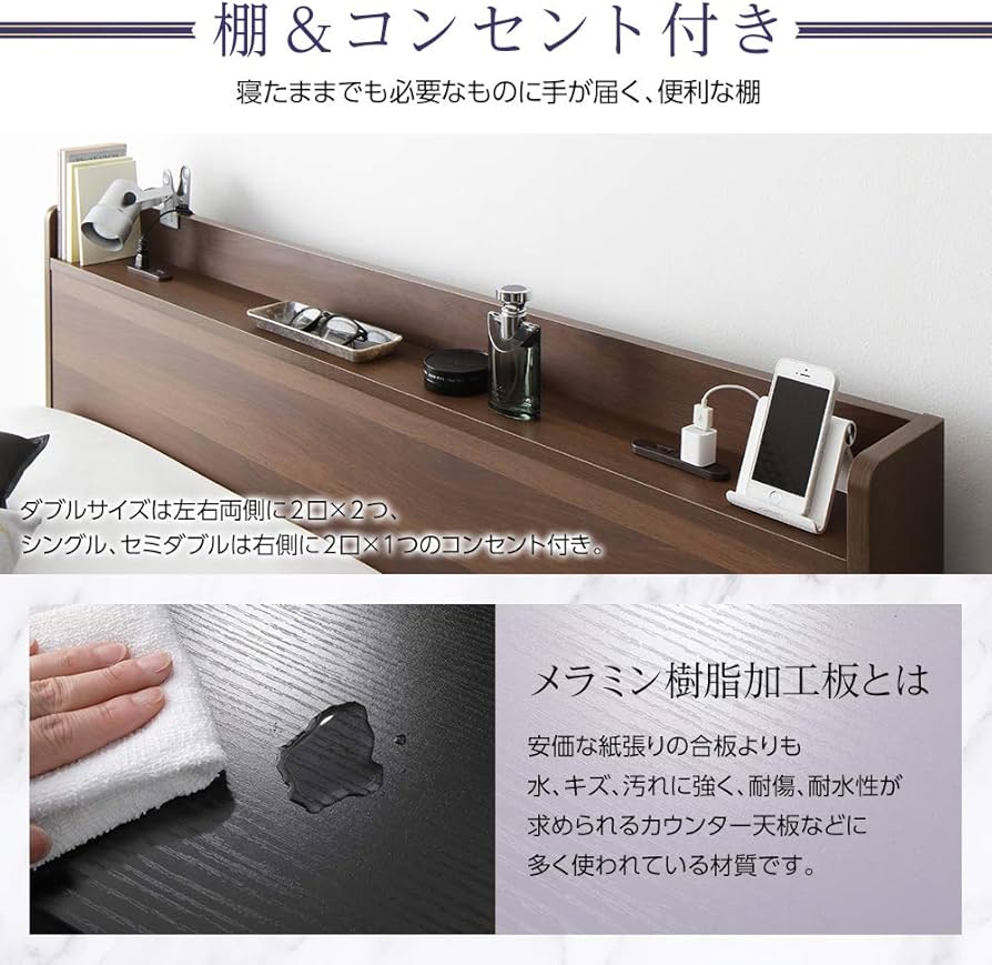 【10月15日まで掲載、直接引】ブラウン シングルベッド ブックシェルフ付 Amazon｜市場 ブックシェルフ hommage 幅70x奥行20x高さ90cm ブラウン