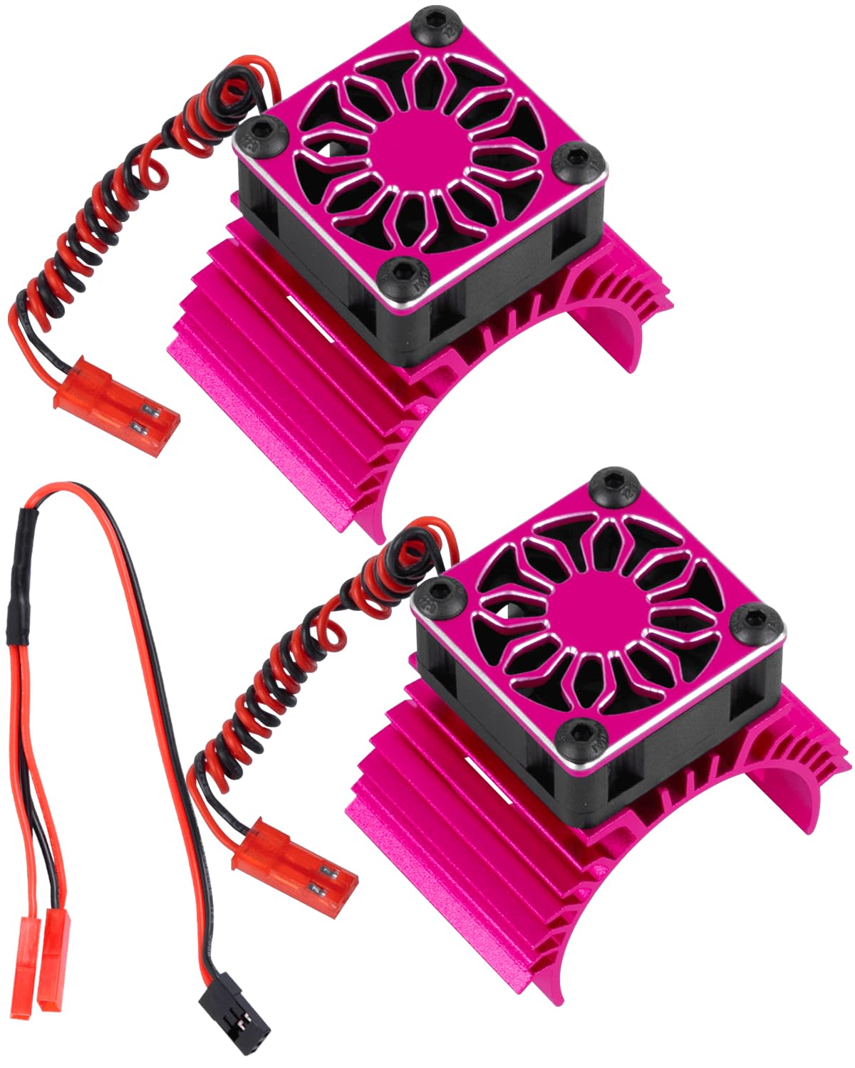 RcarmubWow RC Aluminium 36MM 14000 RPM Brushless Motor Heat Sink w/ 4.8-8.4V Cooling Fan Upgrades Part for 540 550 3650 3660 3670 Brushless Motor Heatsink for 1/10 RC Car Truck Buggy Crawler,Pink