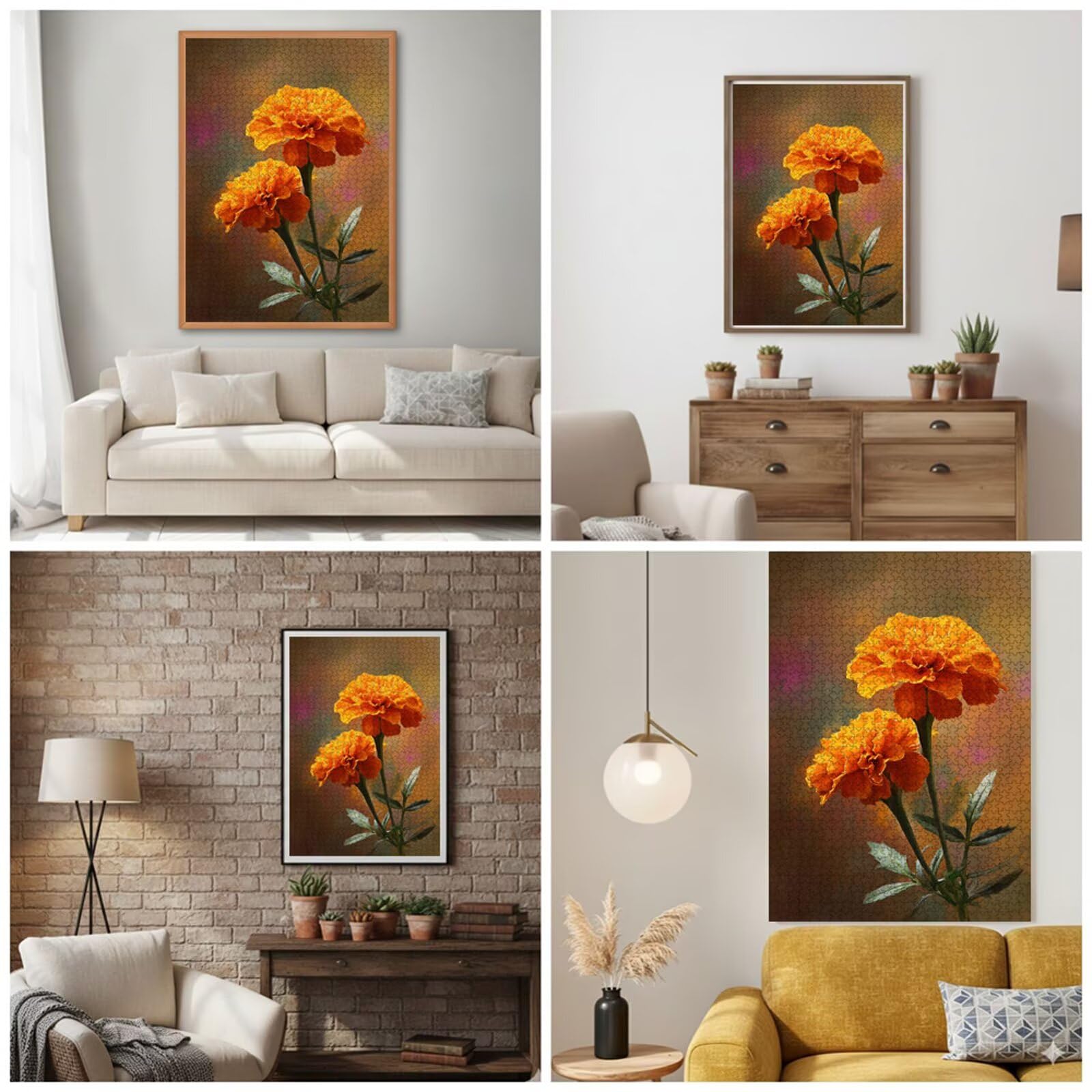 4000 Pezzi Puzzle Adulti - Arancione & Flower - Fabbricazione in Legno Robusto (Forma Classica) - Decorazione Murale con Poster - Prodotto Riservato ad Adulti e 14 Anni in Su (147x105cm) P3#1337