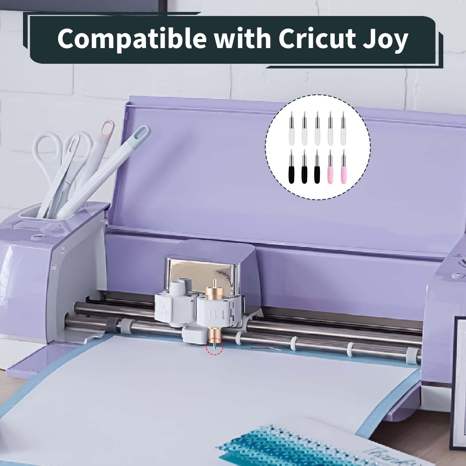 10 Stück Ersatzklingen Für Cricut Joy, Schneidklingen Wolframstahl Ersatzklingen Mit 30° 45° 60° Schneidewinkel Präzise Plotterklingen Vinyl Papier Karton Folie Leder Aufkleber HTV DIY Bastelprojekte