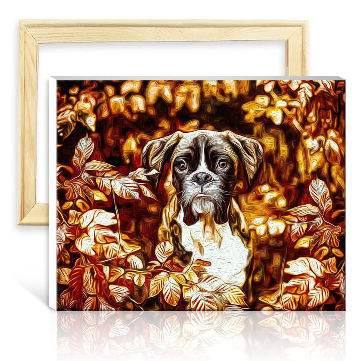 Tangfeiy As27 Boxer Dog On Canvas Painting By Numbers Boxer Dog Diy Digital Oil Painting Kits On Canvas Acrylic Number With Paintbrushes Wall Art Vibrant Diy Frame(30X40cm)