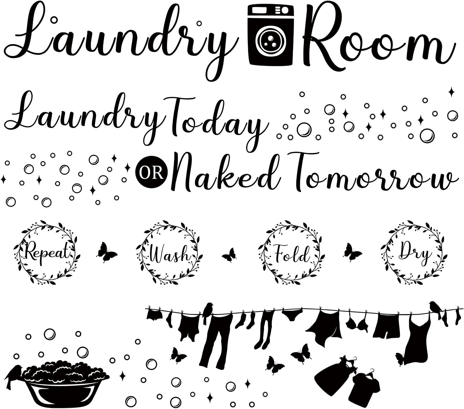 Laundry Room Decals Laundry Bubble Quote Sticker Laundry