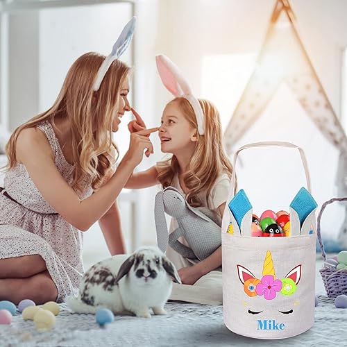 Miniatura 5 de Jocidea - Cesta de Pascua personalizada, 1 paquete de cesta de Pascua personalizada para niños y niñas, cestas de Pascua personalizadas para niños,