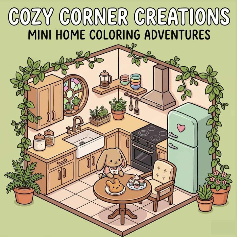 Cozy Home Coloring Book for All Ages: Cute Mini Rooms, Kawaii Corners & Relaxing Indoor Scenes for Stress Relief