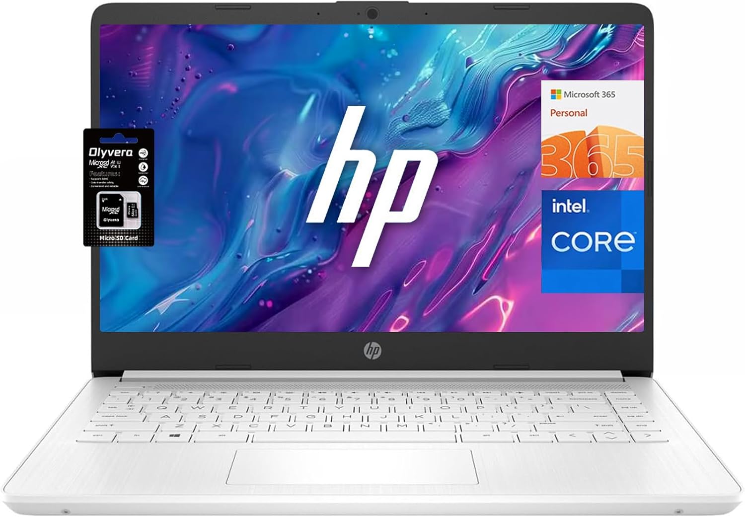HP 14" HD Student Business Laptop, Intel Quad-Core N4120, 8GB RAM, 384GB Storage, (128GB eMMC+256GB SD Card), 1 Year Office 365, Slim Design, Webcam, HDMI, Bluetooth, WiFi, Win 11 S, Silver