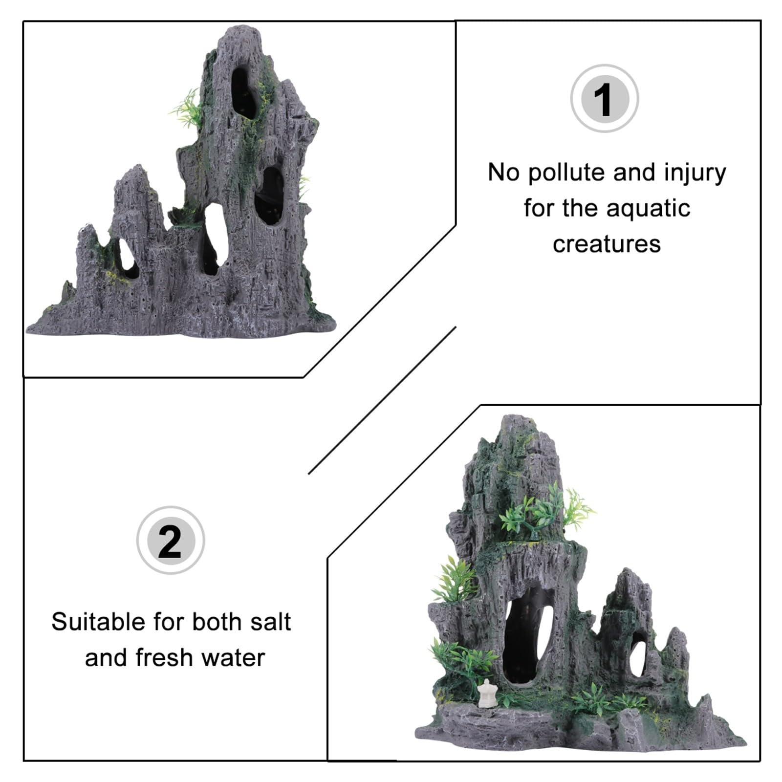 Lurrose Adorno para Pecera Cueva de Rocas, Decoración de Resina