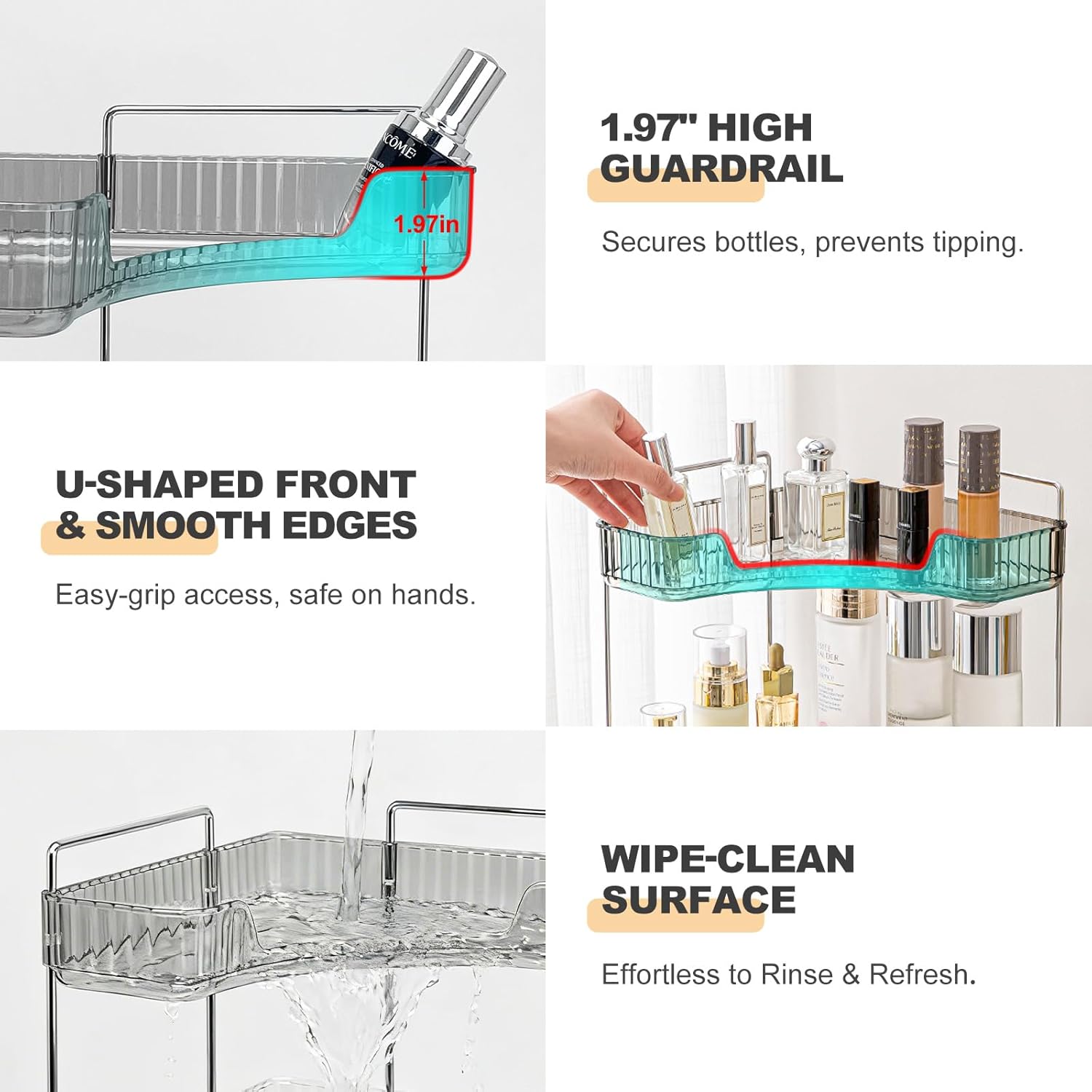 Corner Bathroom Counter Organizer, Vanity Organizer - Countertop Corner Shelf for Makeup Storage,Spice Racks for Kitchen Corner (Gray, 3-Tier)