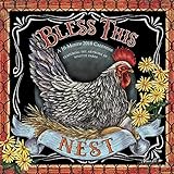 Bless This Nest 2018 12 x 12 Inch Monthly Square Wall Calendar by Hopper Studios, Chalkboard Style Art Artwork