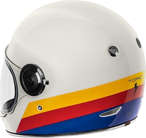 Miniatura 4 de TORC - Casco T1 de cara completa para motocicleta, fibra de vidrio, aprobado por DOT y ECE, estilo retro
